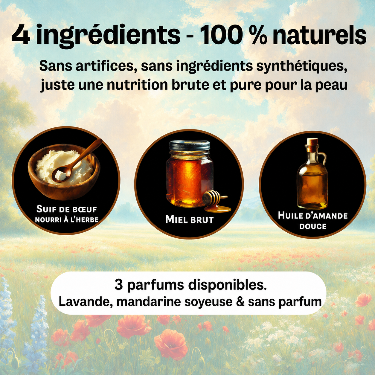 Baume naturel au suif et au miel
