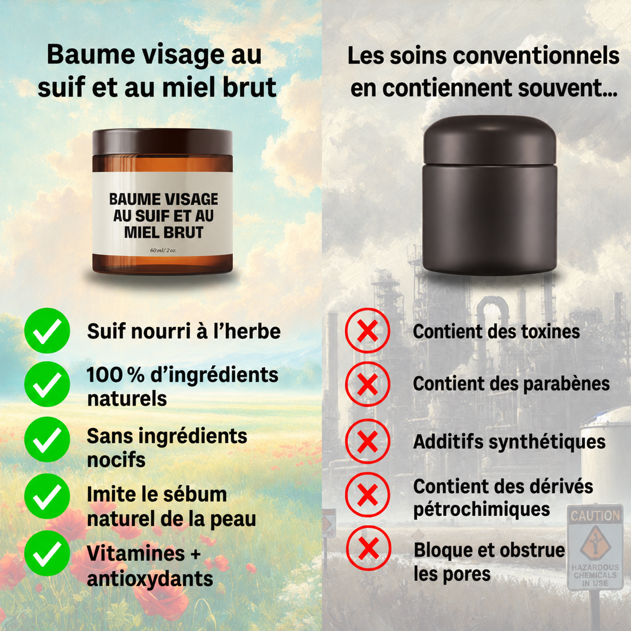 Baume naturel au suif et au miel